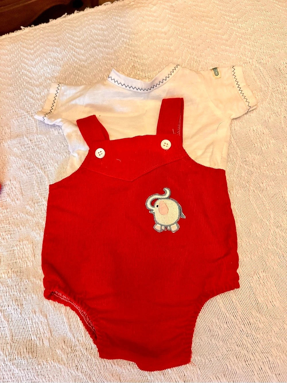 Cabbage Patch Kids Red Corduroy Elephant Romper Set